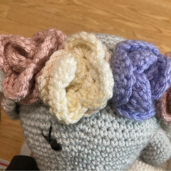 Handmade Crochet  Elephant Plushie Handcrafted 15” - Picture 5 of 6